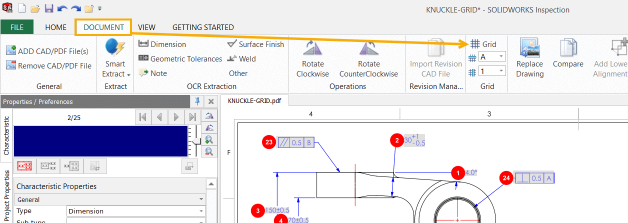 solidworks inspection, SOLIDWORKS Inspection Standalone – Finding Characteristics with Ease Using a Grid